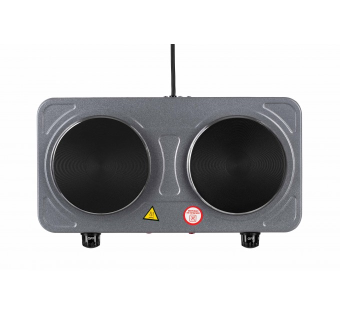 Плитка настільна ARDESTO електрична, конфорок - 2 на 1кВт + 1кВт, керування - мех., графіт