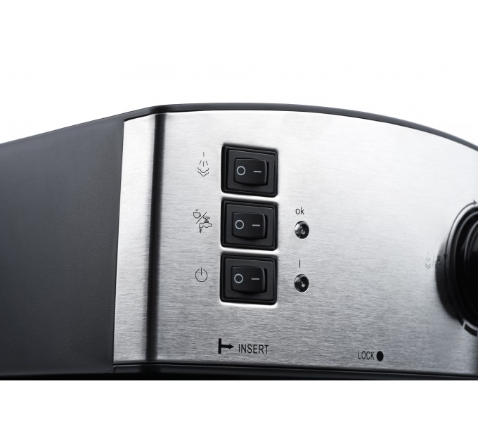 Кофеварка ARDESTO рожковая Steel Collection 1.6л, молотый, ручной капучинатор, серебристо-черный