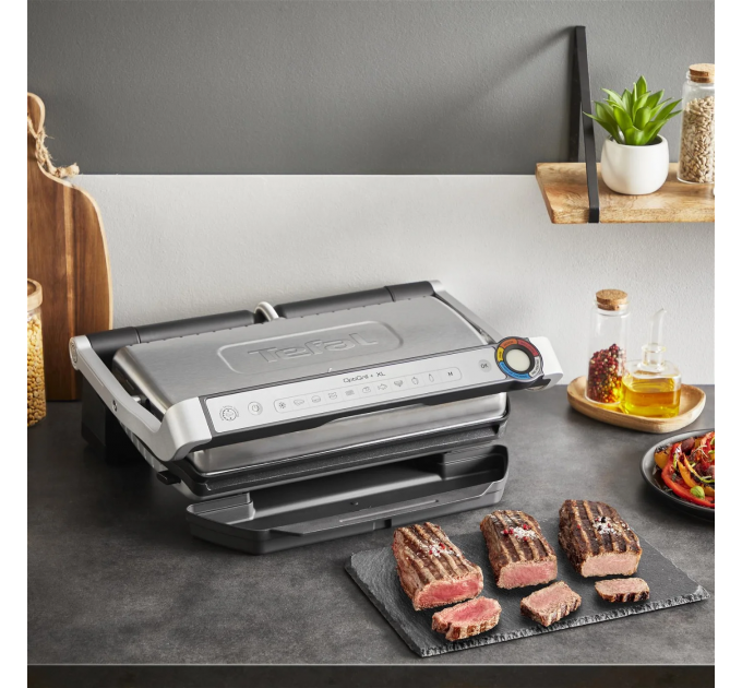 Гриль Tefal прижимной OptiGrill+ XL 2000Вт, темп. режимов-4, съёмные пластины, металл