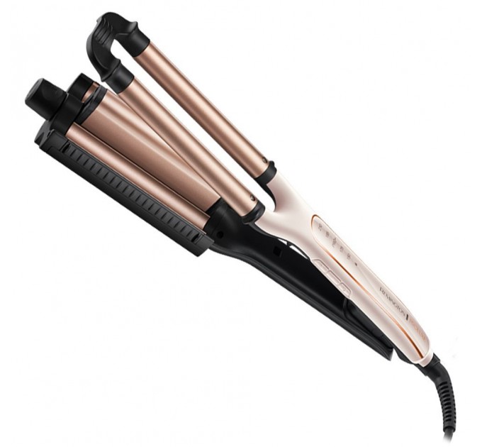Плойка Remington ProLuxe 4-в-1 для волн, 90Вт, темп.режимов-5, D-15mm, 150-210С, керамика, бело-золотой