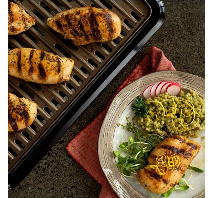 Гриль George Foreman барбекю Smokeless BBQ Grill 1606Вт, темп. режимов-3, съёмные пластины, пластик, черный