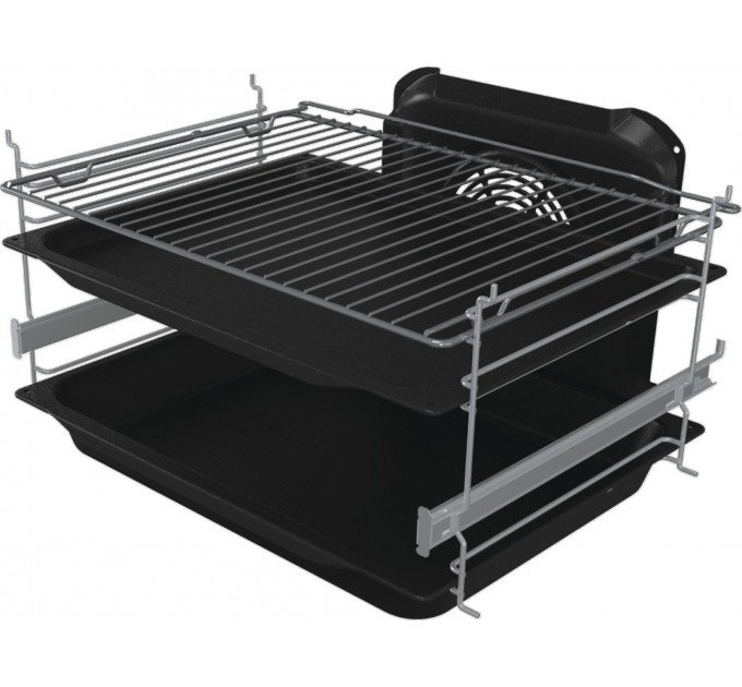 Плита Gorenje комби, 71л, 60x60см, дисплей, чугун, с крышкой, программатор IconLed,нерж