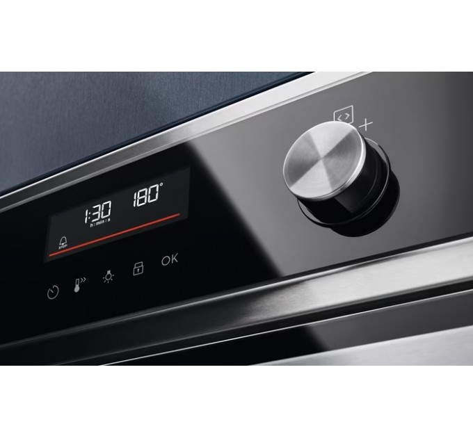 Духова шафа Electrolux електрична, 65л, A+, дисплей, конвекція, піроліз, телескопічні напрямні, чорний