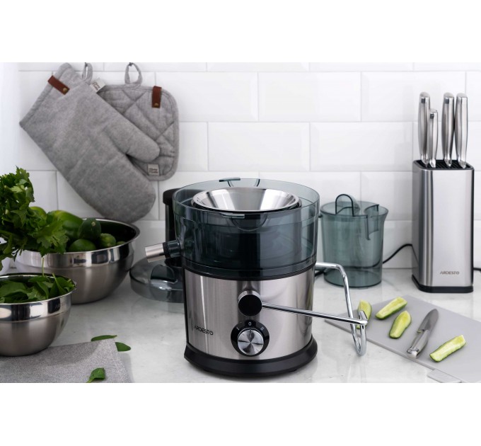Соковыжималка ARDESTO центробежная 1100Вт, чаша-1л, пластик/металл, серебристо-черный