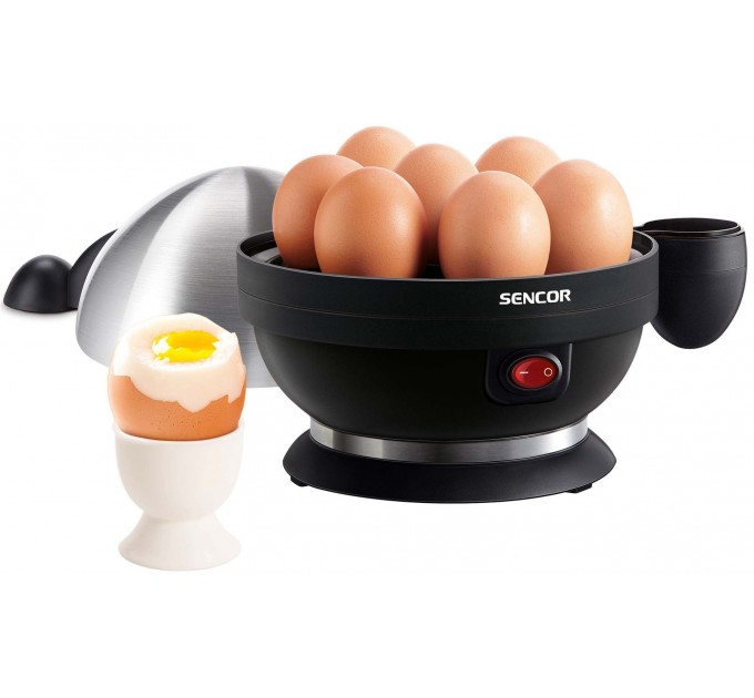 Яйцеварка Sencor, 380Вт, механічне керув., 3 рівня приготування, на 7 яєць, метал/пластик, чорний