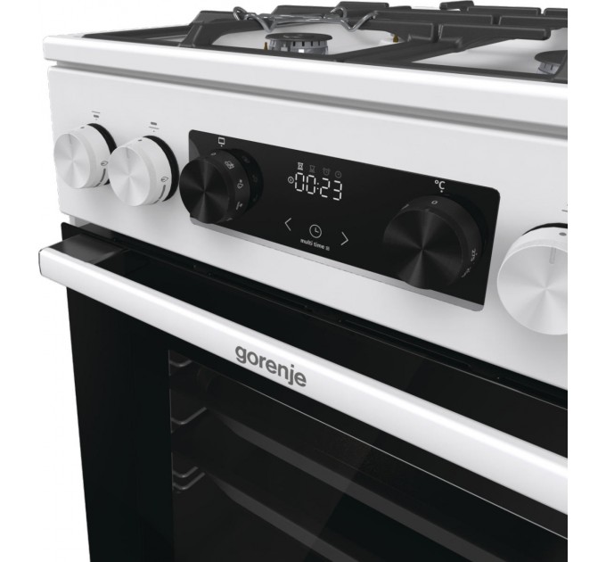 Плита Gorenje комби, 70л, 50x60см, дисплей, IconLed, чугун, белый