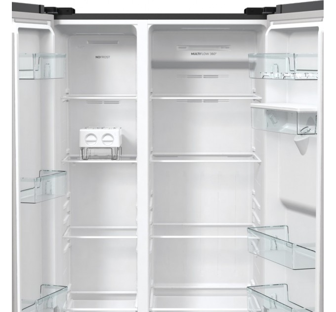 Холодильник SBS Gorenje, 179х67х92см, 2 дв., 353(191)л, А++, NF+, Инв. , Зона св-ти, диспенсер, генератор льда, Внешн.диспл, черный