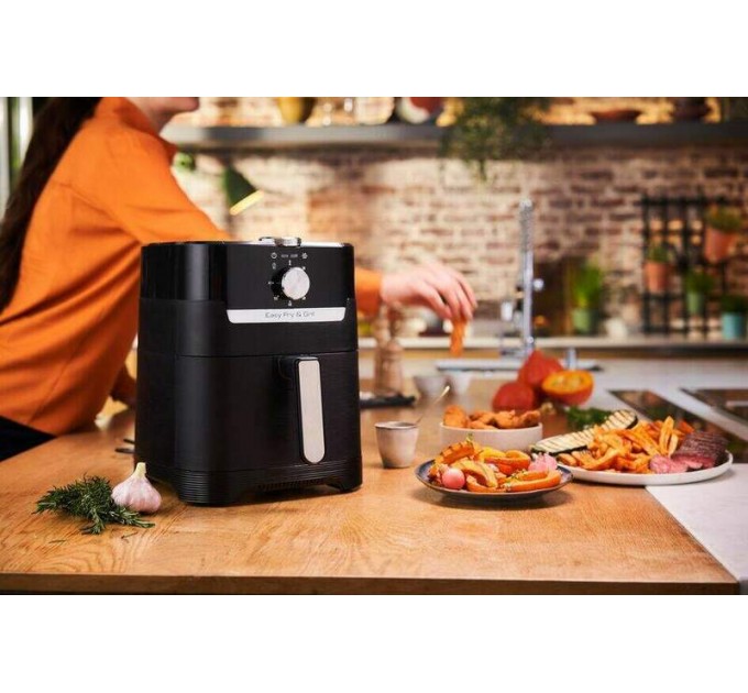 Мультипечь Tefal AirFry&Grill, 1550Вт, чаша-4.2л, электронное управл., пластик, черный