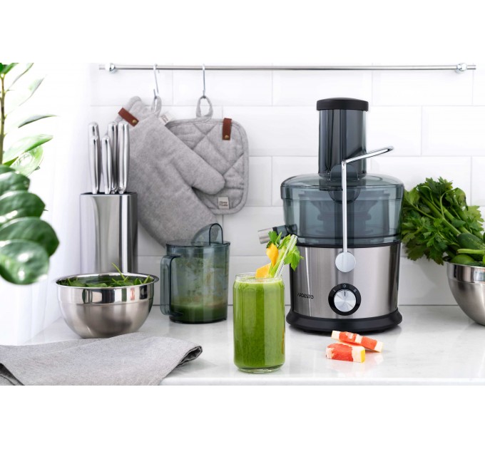 Соковыжималка ARDESTO центробежная 1100Вт, чаша-1л, пластик/металл, серебристо-черный