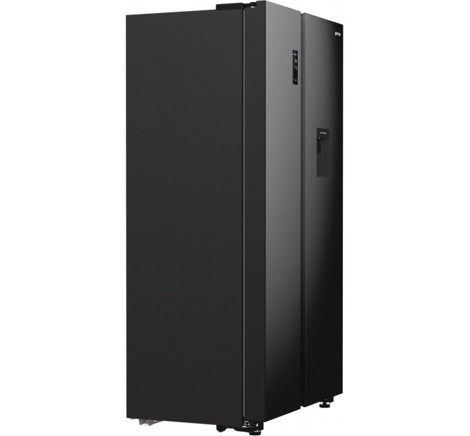 Холодильник SBS Gorenje, 179х67х92см, 2 дв., 353(191)л, А++, NF+, Инв. , Зона св-ти, диспенсер, генератор льда, Внешн.диспл, черный