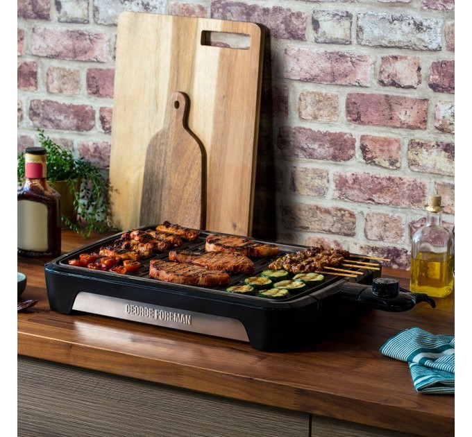 Гриль George Foreman барбекю Smokeless BBQ Grill 1606Вт, темп. режимов-3, съёмные пластины, пластик, черный