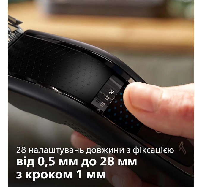 Машинка для стрижки Philips Series 7000, акум., роторный мотор, насадок-3, кейс,ножницы, расческа в компл., сталь, чорно-серый