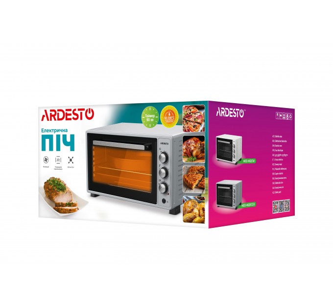 Печь электрическая ARDESTO, 52л, 1700Вт, механич., конвенция, двойное стекло, вертел, серый