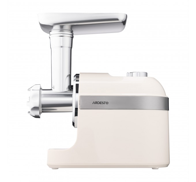 Мясорубка ARDESTO, 1800Вт, 2кг/мин, 3 решетки, насадка для колбас, кеббе,пластик, бежево-серебристый
