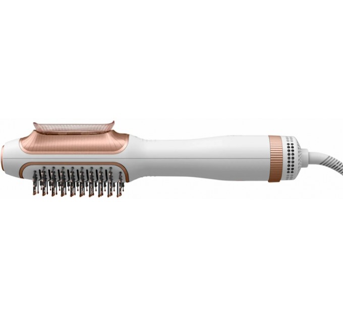 Фен-щетка Rowenta Reverso Dry&Brush 2в1, 1200Вт, режимов-3, иониз-я, хол. обдув, насадок-2, керамика, бело-золотистый