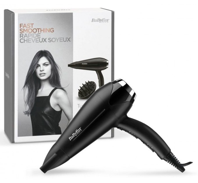 Фен Babyliss Turbo Smooth, 2200Вт, 3 режими, дифузор, іоніз-я, хол. обдув, чорний