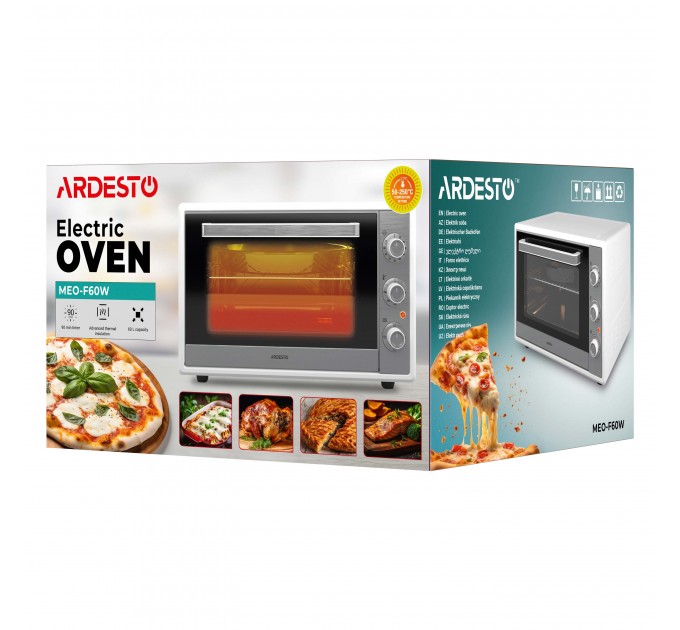 Піч електрична ARDESTO, 60л, 2000Вт, механіч., подвійне скло, білий