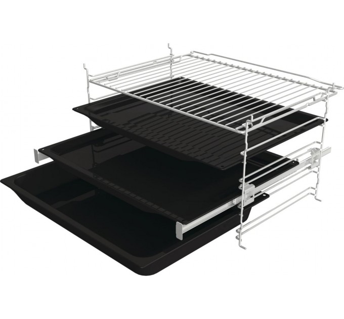 Духова шафа Gorenje електрична, 77л, A+, пара, дисплей, піроліз, чорний