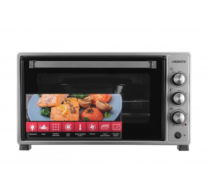Печь электрическая ARDESTO, 52л, 1700Вт, механич., конвенция, двойное стекло, вертел, серый