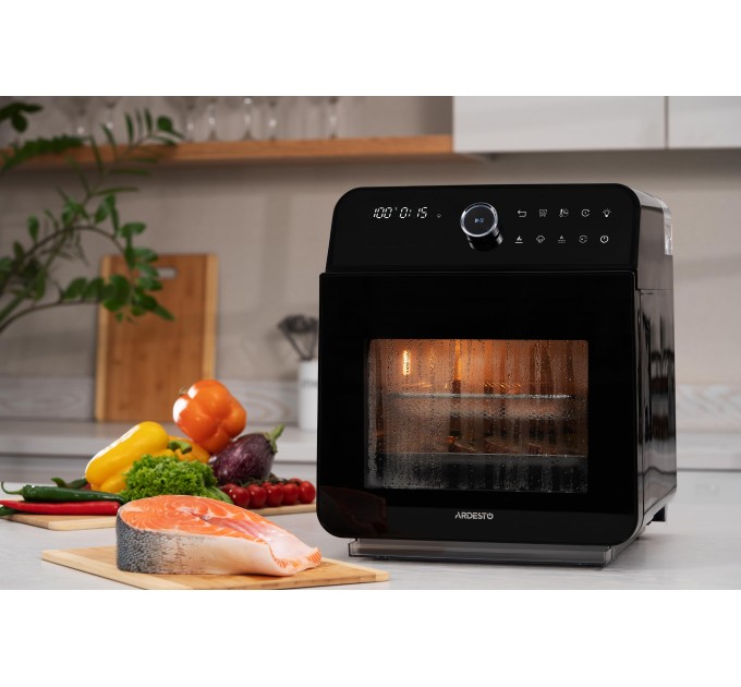 Мультипеч ARDESTO, 2250Вт, объем-15л, сенсорне керування, функция приготовления на пару, 40-220°C, метал/пластик, бело-черный