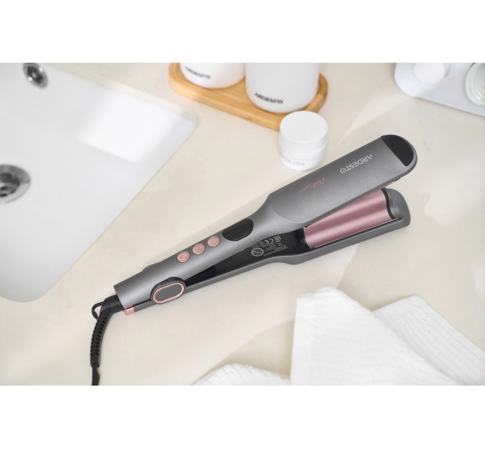 Плойка для завивки волосся ARDESTO Pink Touch, 55Вт, 100-200C, кераміка, сірий+рожевий