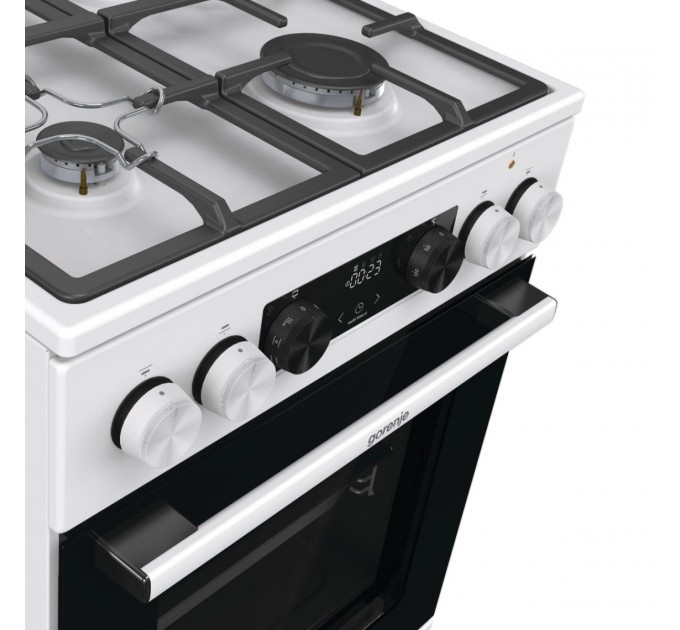 Плита Gorenje комби, 70л, 50x60см, дисплей, IconLed, чугун, белый