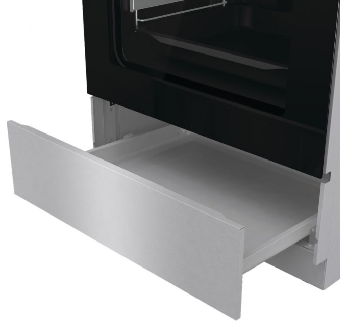 Плита Gorenje комби, 71л, 60x60см, дисплей, чугун, с крышкой, программатор IconLed,нерж