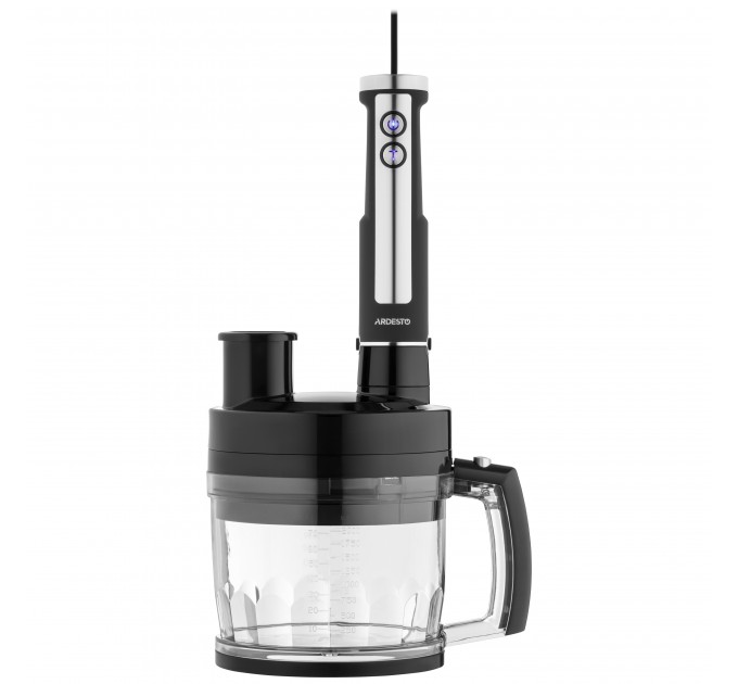 Блендер ARDESTO заглибний 1000Вт, 7в1, чаша-2000мл, насадка для нарізання кубиками, чорно-сріблястий