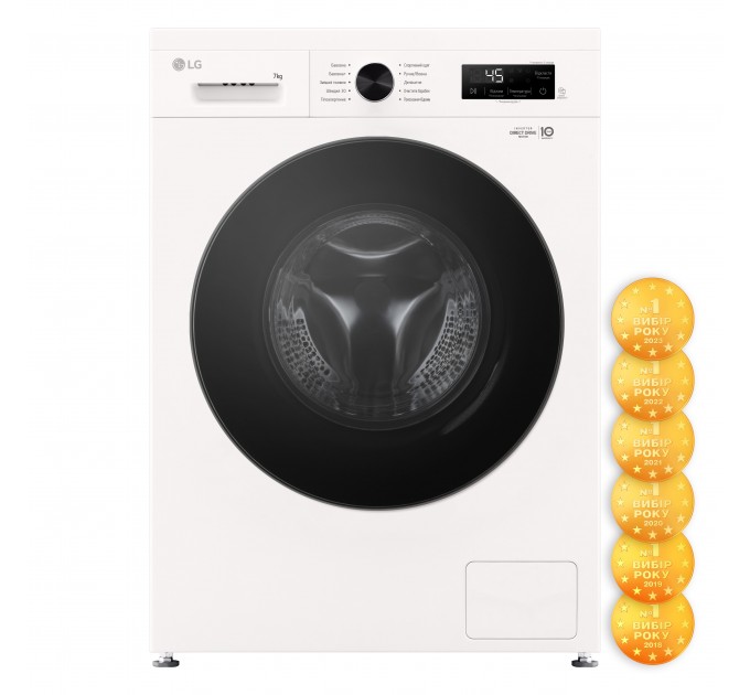 Стиральная машина LG фронтальная, 7кг, 1200, A+++, 44см, дисплей, пар, инвертор, белый