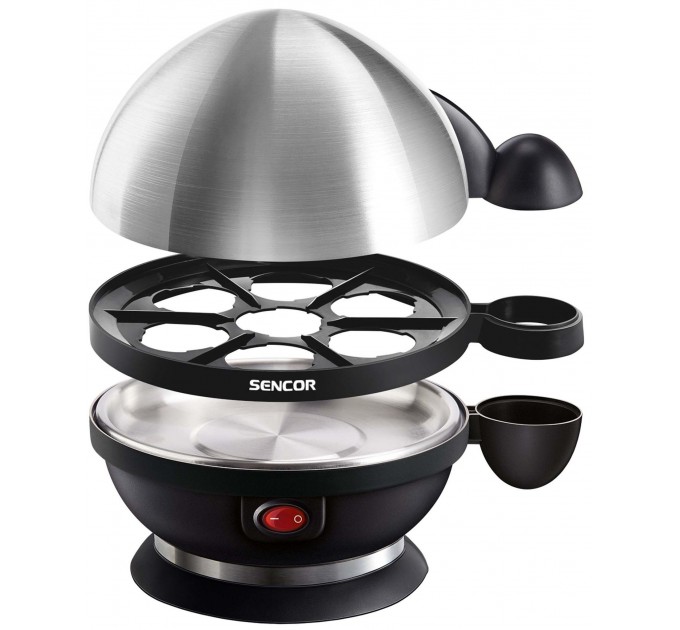 Яйцеварка Sencor, 380Вт, механічне керув., 3 рівня приготування, на 7 яєць, метал/пластик, чорний