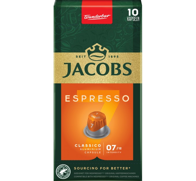 Кофе Jacobs  капсулы, Espresso Classico, купаж арабика/робуста, 10шт, Nespresso