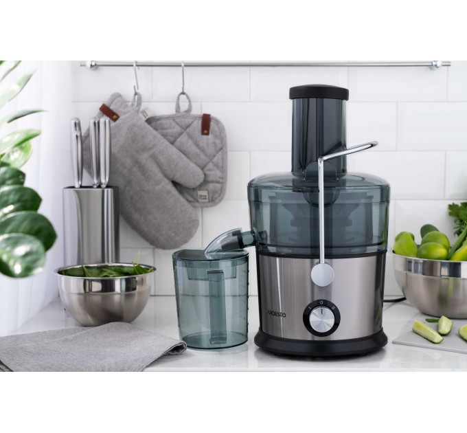 Соковыжималка ARDESTO центробежная 1100Вт, чаша-1л, пластик/металл, серебристо-черный