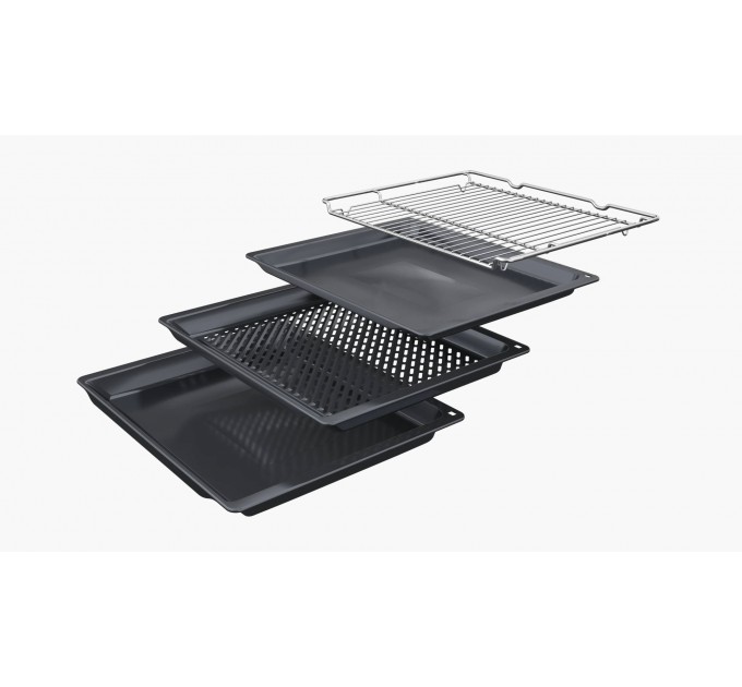 Духовой шкаф Siemens электрический, 71л, A+, пар, дисплей, конвекция, телескопические направляющие, черный