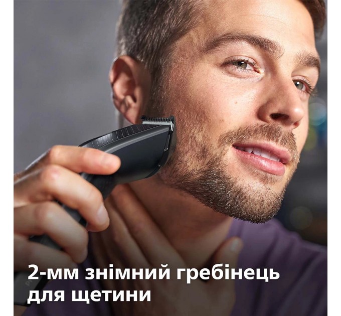 Машинка для стрижки Philips Series 7000, акум., роторный мотор, насадок-3, кейс,ножницы, расческа в компл., сталь, чорно-серый