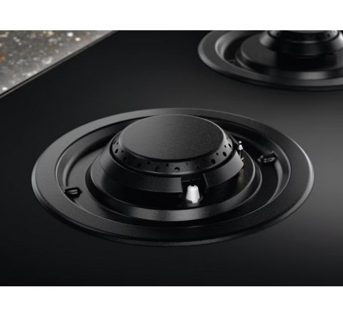 Варильна поверхня Electrolux газова на склі, 75см, чавун, електрон. керування, Hob2Hood, чорний