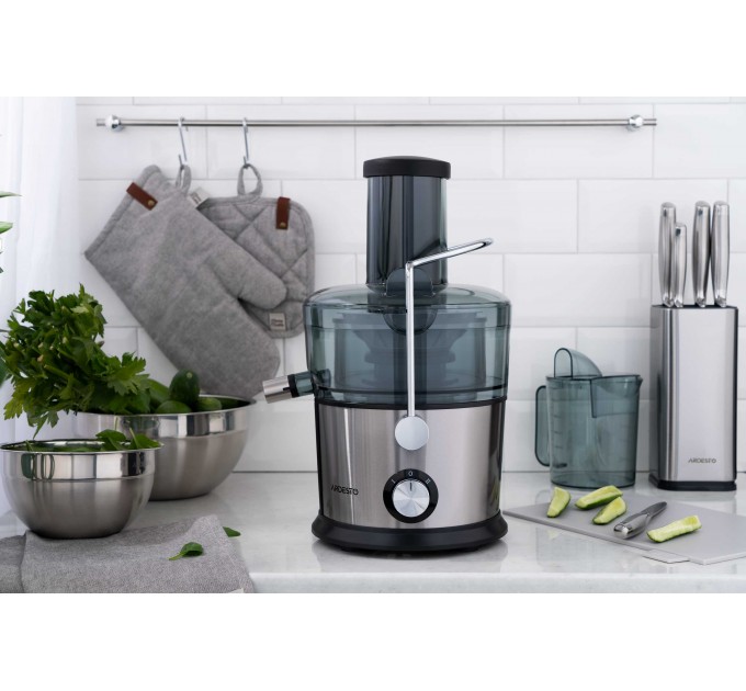 Соковыжималка ARDESTO центробежная 1100Вт, чаша-1л, пластик/металл, серебристо-черный