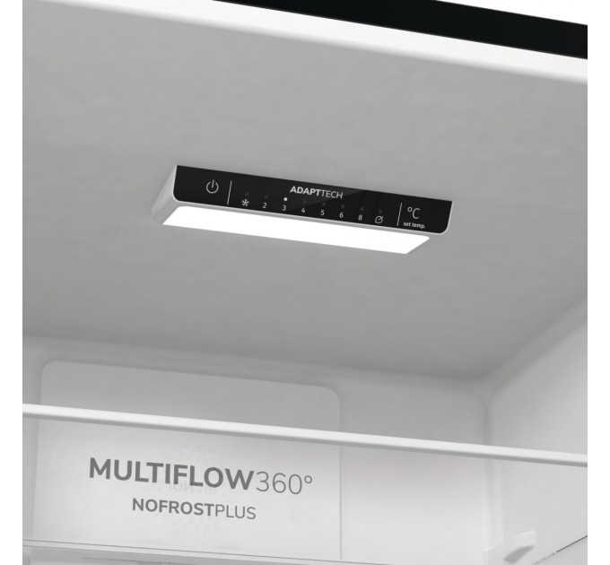 Холодильник з нижн. мороз. камерою Gorenje, 200х60х60см, 2 двері, 235( 96)л, А++, NoFrost+ , LED дисплей, Зона св-ті, чорний