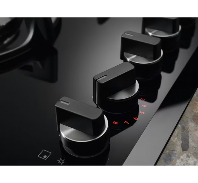 Варильна поверхня Electrolux газова на склі, 75см, чавун, електрон. керування, Hob2Hood, чорний