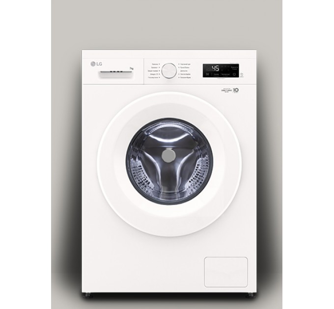 Стиральная машина LG фронтальная, 7кг, 1200, A+++, 44см, дисплей, пар, инвертор, белый