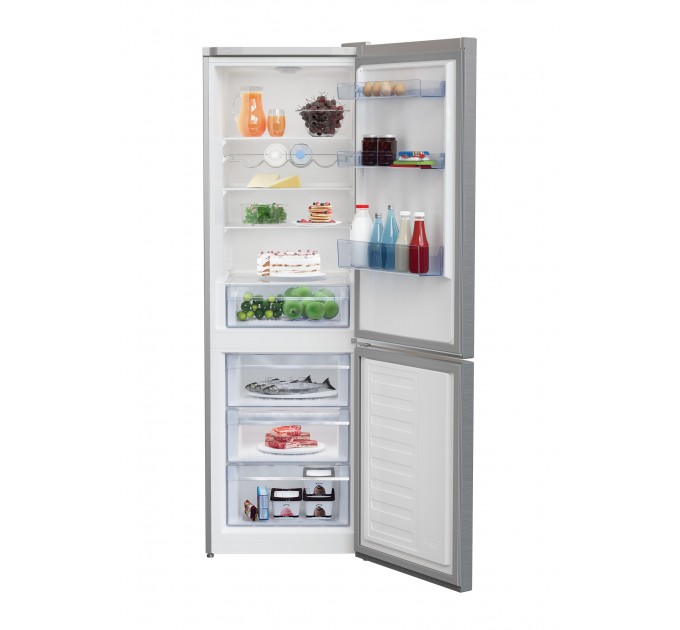 Холодильник Beko с нижн. мороз., 186x60x67, xолод.отд.-223л, мороз.отд.-120л, 2дв., E, ST, нержавеющая сталь