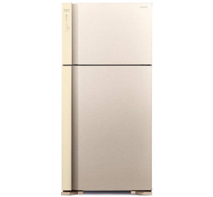 Холодильник Hitachi с верхн. мороз., 184x86х74, холод.отд.-405л, мороз.отд.-145л, 2дв., А++, NF, инв., зона нулевая, бежевый