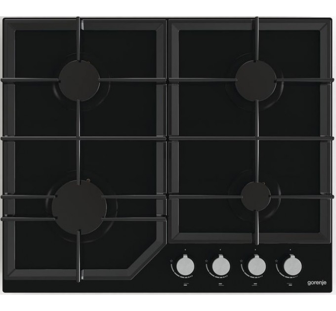 Варочная поверхность Gorenje газ на стекле, 60см, чугун, черный