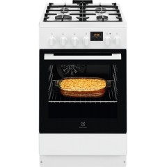 Плита Electrolux комбинированная, 57л, 50x60см, дисплей, конвекция, чугун, белый