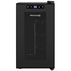 Холодильник Philco для вина, 45х25х50, холод.отд.-21л, зон - 1, бут-8, диспл, подсветка, черный