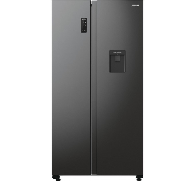 Холодильник SBS Gorenje, 179х67х92см, 2 дв., 353(191)л, А++, NF+, Инв. , Зона св-ти, диспенсер, генератор льда, Внешн.диспл, черный