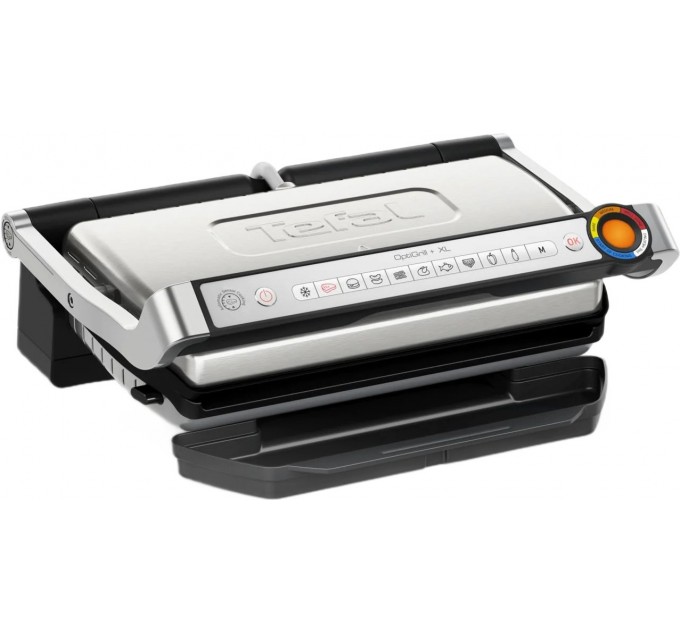 Гриль Tefal прижимной OptiGrill+ XL 2000Вт, темп. режимов-4, съёмные пластины, металл