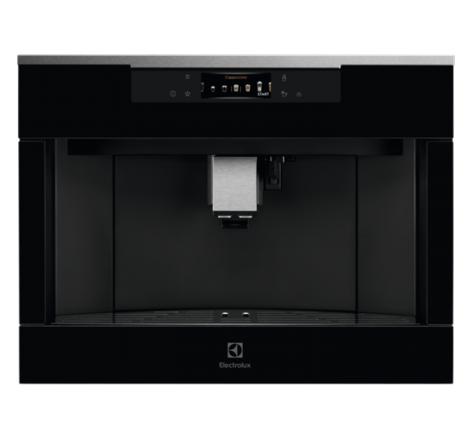 Кофемашина Electrolux встраиваемая, 2,5л, зерно+мол., автомат.капуч, дисплей, сенсорное управл., подсветка, черный