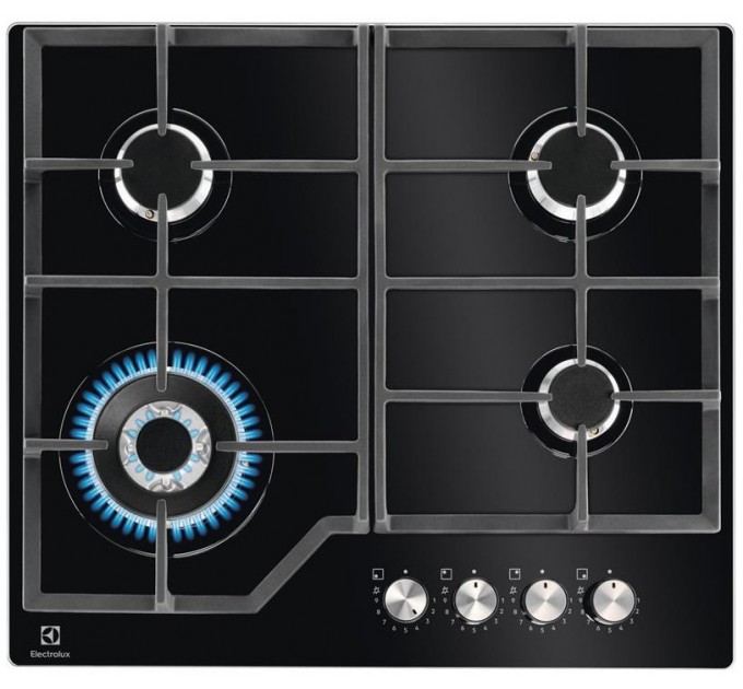 Варочная поверхность Electrolux газ на стекле, 60см, чугун, черный