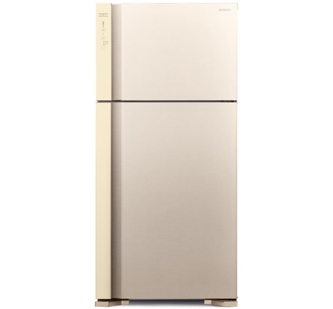 Холодильник Hitachi с верхн. мороз., 184x86х74, холод.отд.-405л, мороз.отд.-145л, 2дв., А++, NF, инв., зона нулевая, бежевый