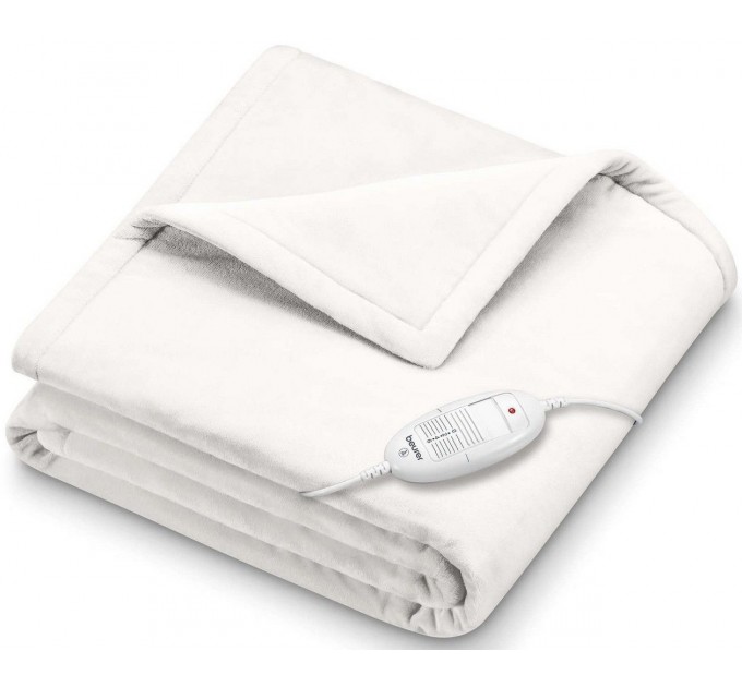 Электроодеяло Beurer, от сети, 180х130см, 100Вт, 6 режимов, флис, белый